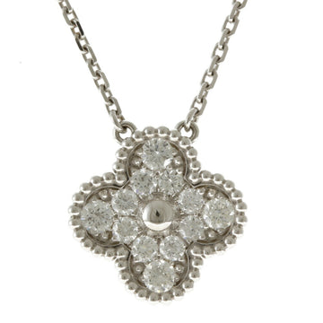 VAN CLEEF & ARPELS Alhambra Necklace 18K K18 White Gold Diamond Women's