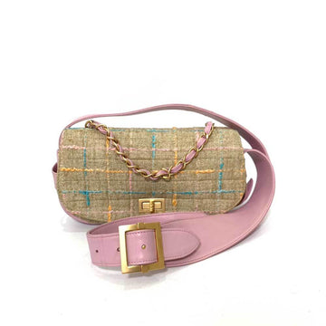 CHANEL Bag Shoulder Multicolor Beige x Pink 2.55 2way Chain Handbag Full Flap Ladies Tweed Leather