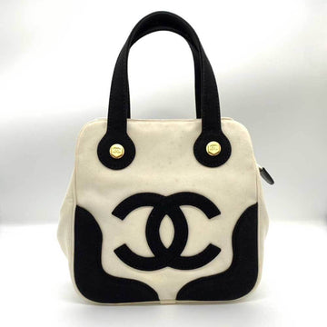 CHANEL Bag Marshmallow Ivory x Black White Handbag Tote Coco Mark Ladies Canvas