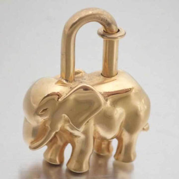 HERMES Cadena Charm Pendant Animal Motif Elephant Gold Metal Material