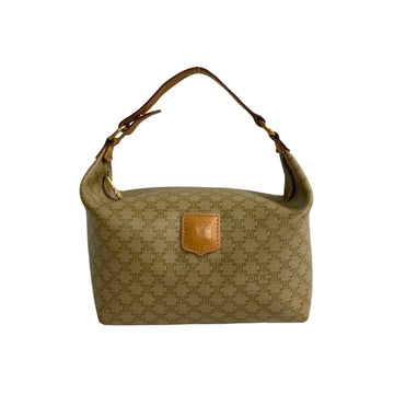 CELINE Vintage Macadam Blason Triomphe Pattern Leather Mini Handbag Pouch Beige 466-8