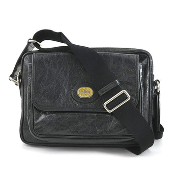 GUCCI Crossbody Shoulder Bag Leather/Canvas Black Unisex 574760