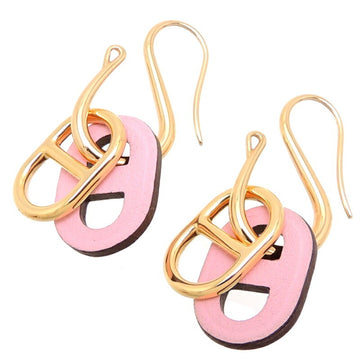 Hermes O'Maillon O Maillon Women's Earrings GP Gold/Pink