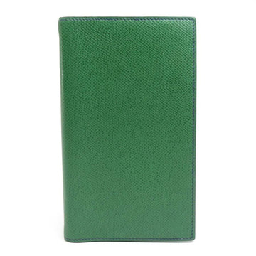 HERMES Notebook Cover Leather Green/Navy Unisex