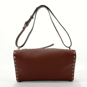 FENDI Triangle 2way Shoulder Bag Leather  8BS053 Women's Brown