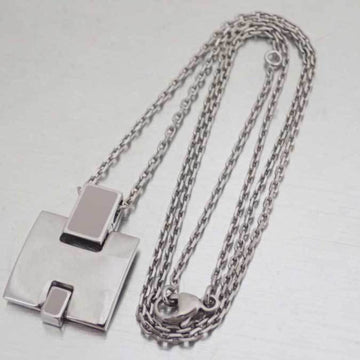 HERMES necklace Irene silver x light graige metal material enamel