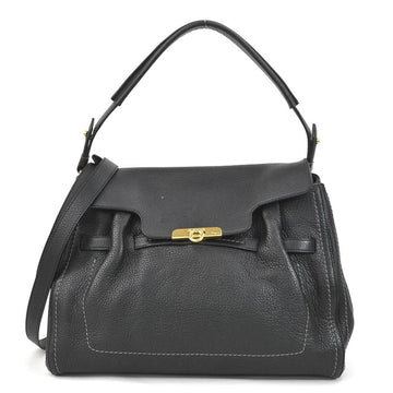 SALVATORE FERRAGAMO Handbag Shoulder Bag Gancini Leather Black Gold Ladies