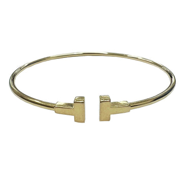 TIFFANY&Co.  T Wire Narrow Bracelet K18YG 6.0g Yellow Gold Bangle Accessory Ladies