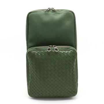 BOTTEGA VENETA Intrecciato Body Bag Shoulder Nylon Canvas Leather Olive Green 520117