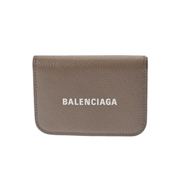 BALENCIAGA Cash Greige 593813 Unisex Leather Trifold Wallet