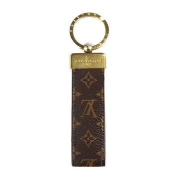 LOUIS VUITTON Portocre Dragonne Keychain M65221 Monogram Canvas Brown Gold Hardware Key Ring
