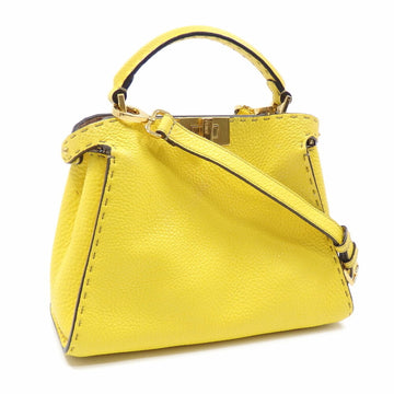 Fendi Handbag Peekaboo Iconic Essential Ladies Yellow Calf Leather 8BN302 Shoulder Selleria