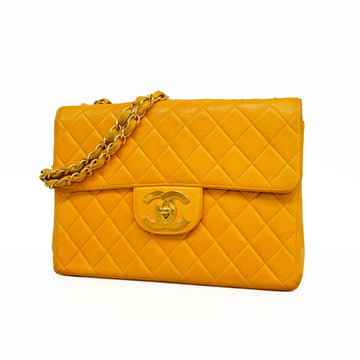 Chanel Decamatlass?? Double Chain Women's Leather Shoulder Bag Yellow