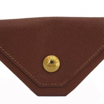 HERMES coin case le vinquatre brown leather x gold metal fittings purse women's men's