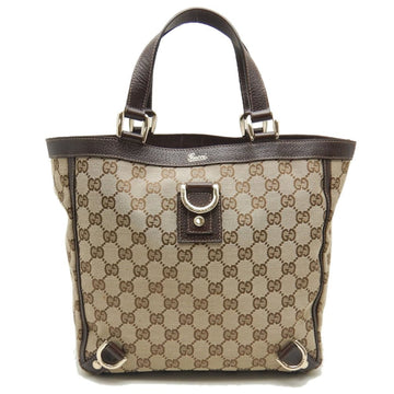 GUCCI 130739 Tote Bag Abbey Line GG Canvas x Leather Brown 250313