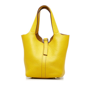 HERMES Picotin PM Handbag Jaune Ambre Yellow Taurillon Clemence Women's