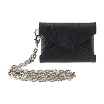 LOUIS VUITTON Kirigami Necklace Coin Case M68558 Epi Leather Black Silver Hardware Chain Purse Vuitton