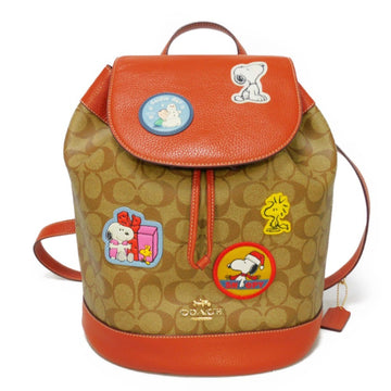 COACH Rucksack Backpack Dempsey Drawstring Daypack Beige Signature Snoopy Peanuts CE853 Women's Bag