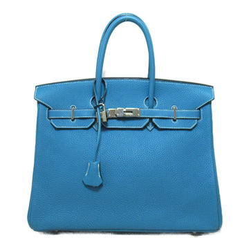 HERMES birkin 35 blue jean handbag Blue Blue gene Taurillon Clemence leather