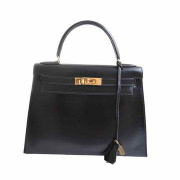 Hermes box calf Kelly 28 handbag black