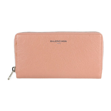 BALENCIAGA exclusive long wallet 419805 leather pink beige round zipper