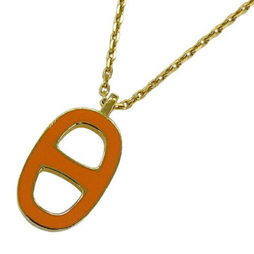 Hermes necklace Lady's GP enamel Iliad gold orange