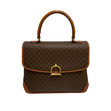 CELINE Macadam Blason Triomphe Logo Pattern Leather Genuine Handbag Mini Tote Bag Brown