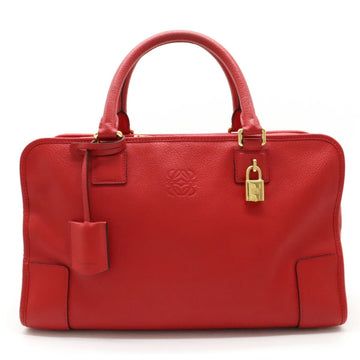 LOEWE Amazona 36 Anagram Handbag Boston Bag Leather Red 352.79.A22