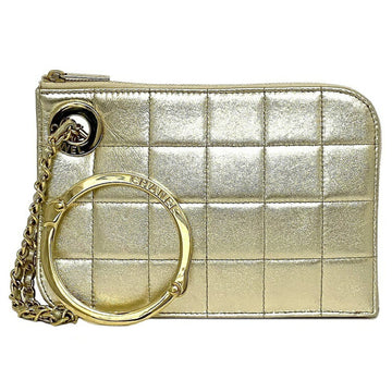CHANEL Clutch Bag Gold Chocolate Bar Leather Lambskin 7th  Handbag Chain Quilted Ring Women's Lattice