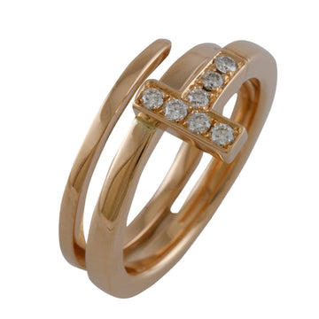 TIFFANY&Co. T Square Wrap Ring No. 8.5 18K K18 Pink Gold Diamond Women's
