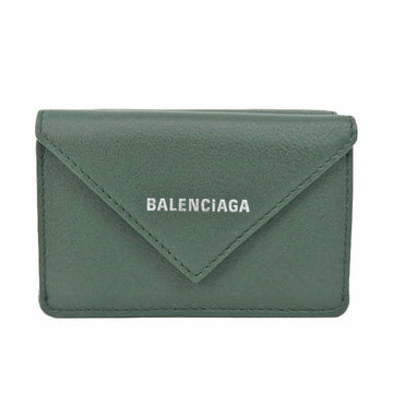 BALENCIAGA Paper Mini Wallet 391446 Women's Leather Wallet [tri-fold] Green