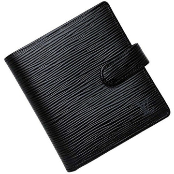Bifold Wallet Portovier Black Noir Epi M63552 Leather MI0929 LOUIS VUITTON Fold Men's Women's