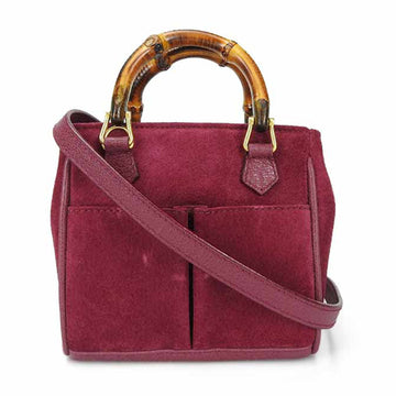 GUCCI Hand Bag Leather Suede Bamboo Purple Women's 007.123.0238  Mini