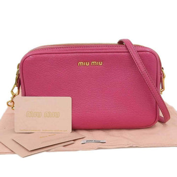 Miu MIUMIU Madras Shoulder Bag Goatskin Pink RT0539