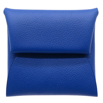 HERMES Bastia Evercolor Blue Agate U Engraved Coin Case Purse Wallet 0062  6B0062EI5