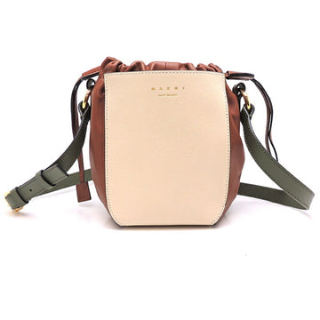 Marni Women's Shoulder Bag SBMP0030QI Leather Brown Beige
