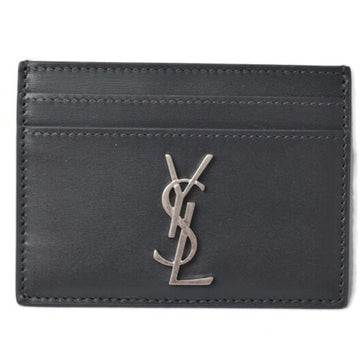 SAINT LAURENT / Card Case YSL  Leather Gray Matte Silver 485631