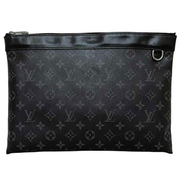 LOUIS VUITTON Clutch Bag Pochette Discovery Black Silver Gray Monogram Eclipse M62291 Handbag Pouch Canvas Leather TN1138  Men's