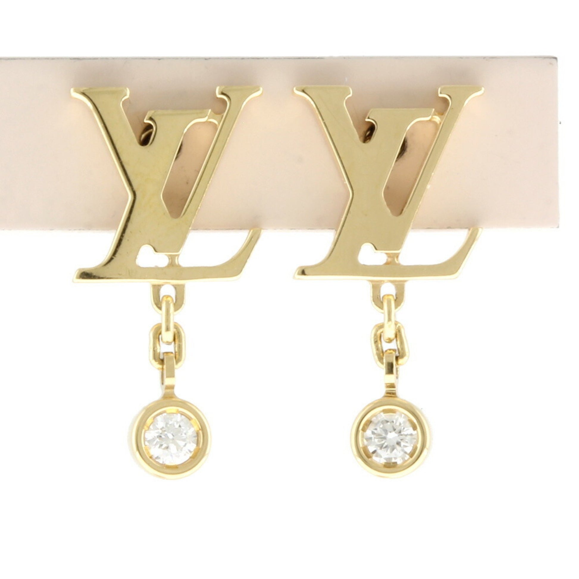 LOUIS VUITTON earring gold 18K K18 Gold diamond Single Pus Ideal