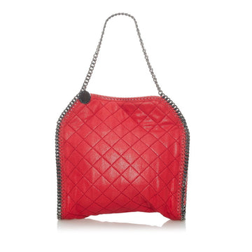 Stella McCartney Falabella Quilted Shoulder Bag Tote Red Polyester Ladies