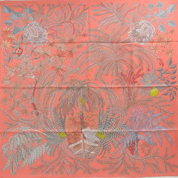 HERMES Scarf Carre 90 LE JARDIN DES PEINT Painters' Garden Silk Pink Multicolor Unisex