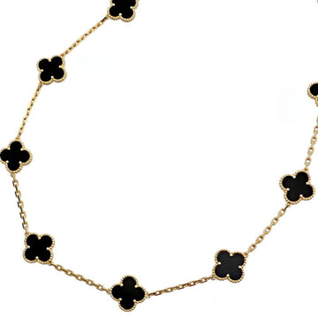 VAN CLEEF & ARPELS Alhambra Onyx 10 Motif Women's Necklace VCAR2700 750 Yellow Gold