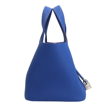 HERMES Picotan Lock PM Handbag Taurillon Clemence Blue Women's