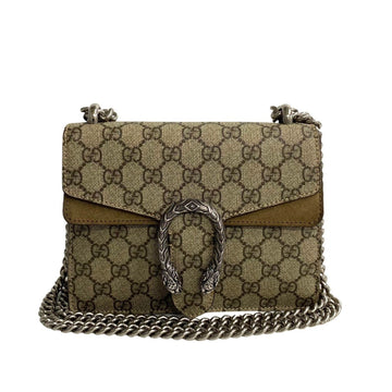 GUCCI Dionysus GG Leather Chain 2way Handbag Shoulder Bag Brown 26656