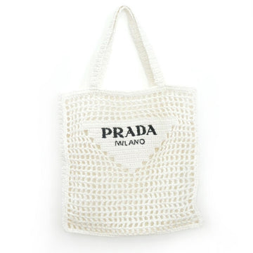 PRADA Crochet Tote Bag White 1BG393 Women's