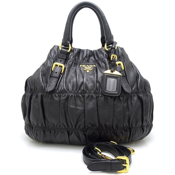 PRADA BN1789 2Way Bag Leather Black 350311