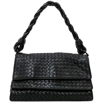 Bottega Veneta bag black intrecciato leather BOTTEGA VENETA flap handbag ladies