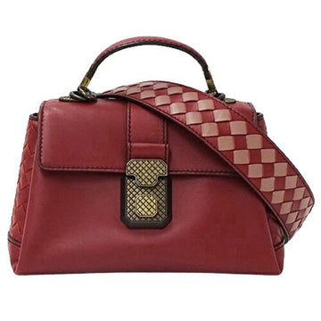 BOTTEGA VENETA Bag Women's Handbag Shoulder 2way Intrecciato Piazza Leather Bordeaux Wine Red