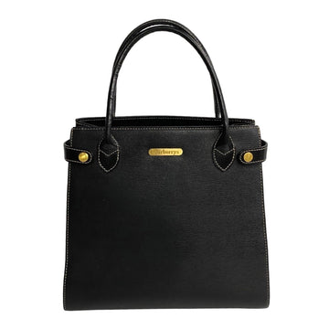 BURBERRYs Nova Check Hardware Leather Handbag Tote Bag Black 0mni168-8