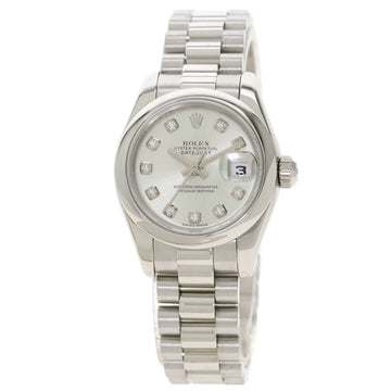 ROLEX 179166G Datejust 10P Diamond Watch Platinum / PT Ladies